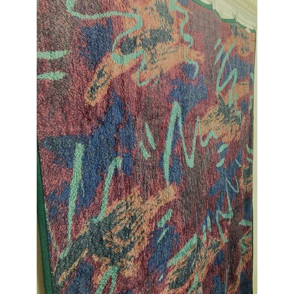 Biederlack Retro 90s Design Reversible Blanket Geometric Purple Teal Jazz Swirl - Picture 7 of 10